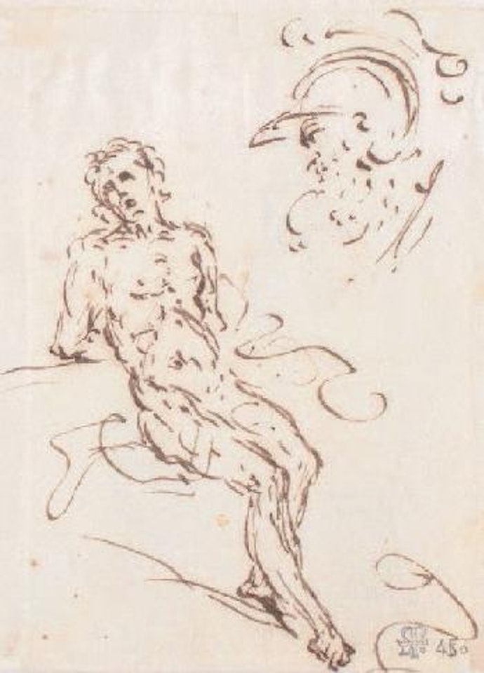 Étude d'homme et tête d'homme casqué by Salvator Rosa