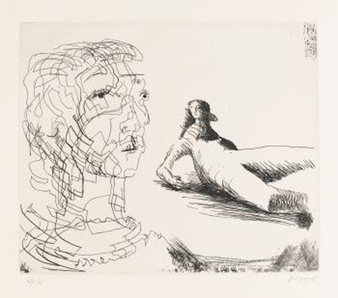Head of Girl and Reclining Figure (C. 506) by Henry Moore