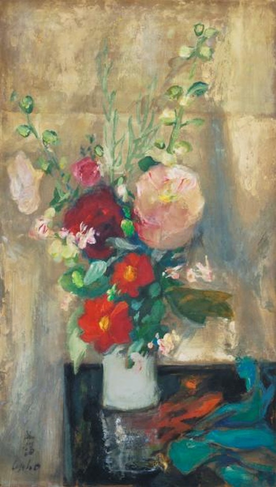 Les Roses Tremieres Et Dahlias by Le Pho