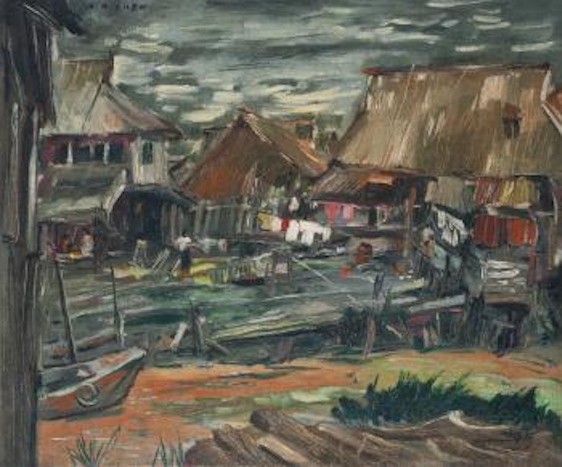 Kampung scene by Chen Wen Hsi