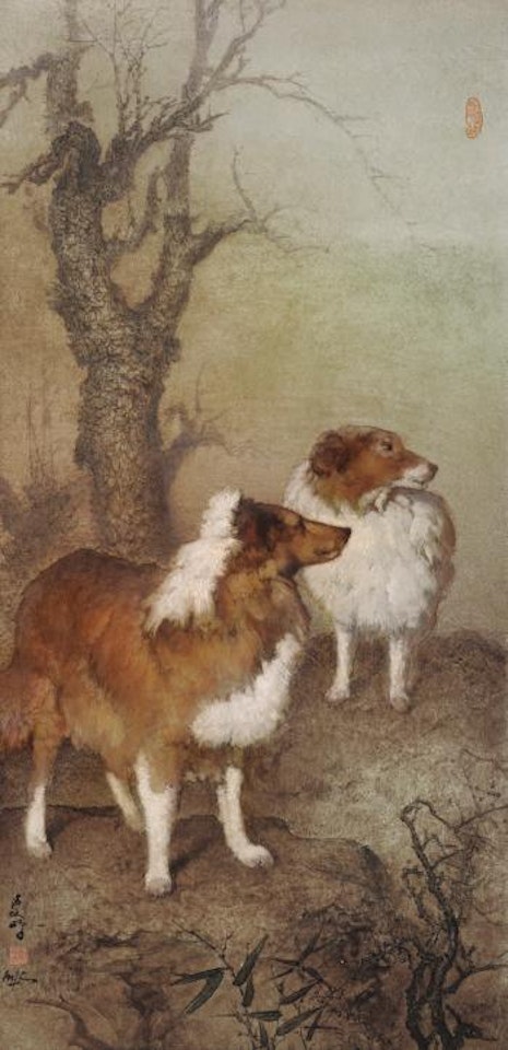 Two Collies by Lee Man Fong