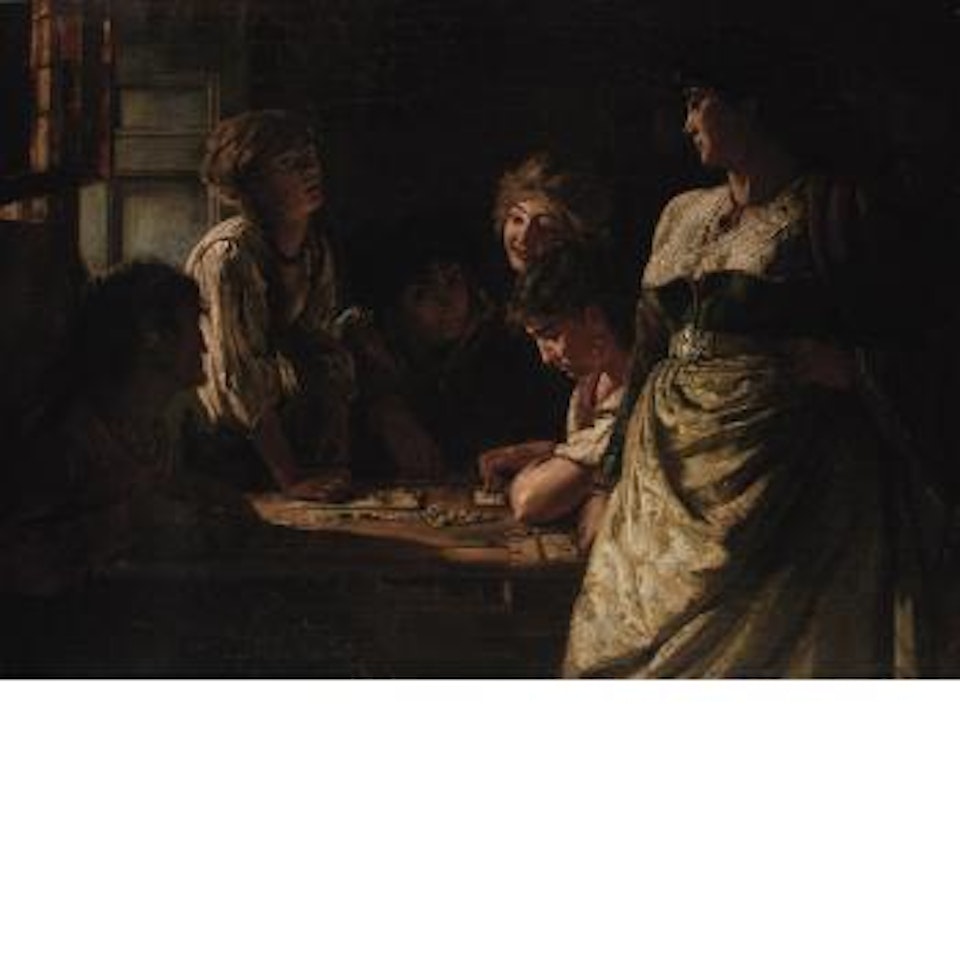 Gypsies playing a Board Game by Michael von Munkacsy