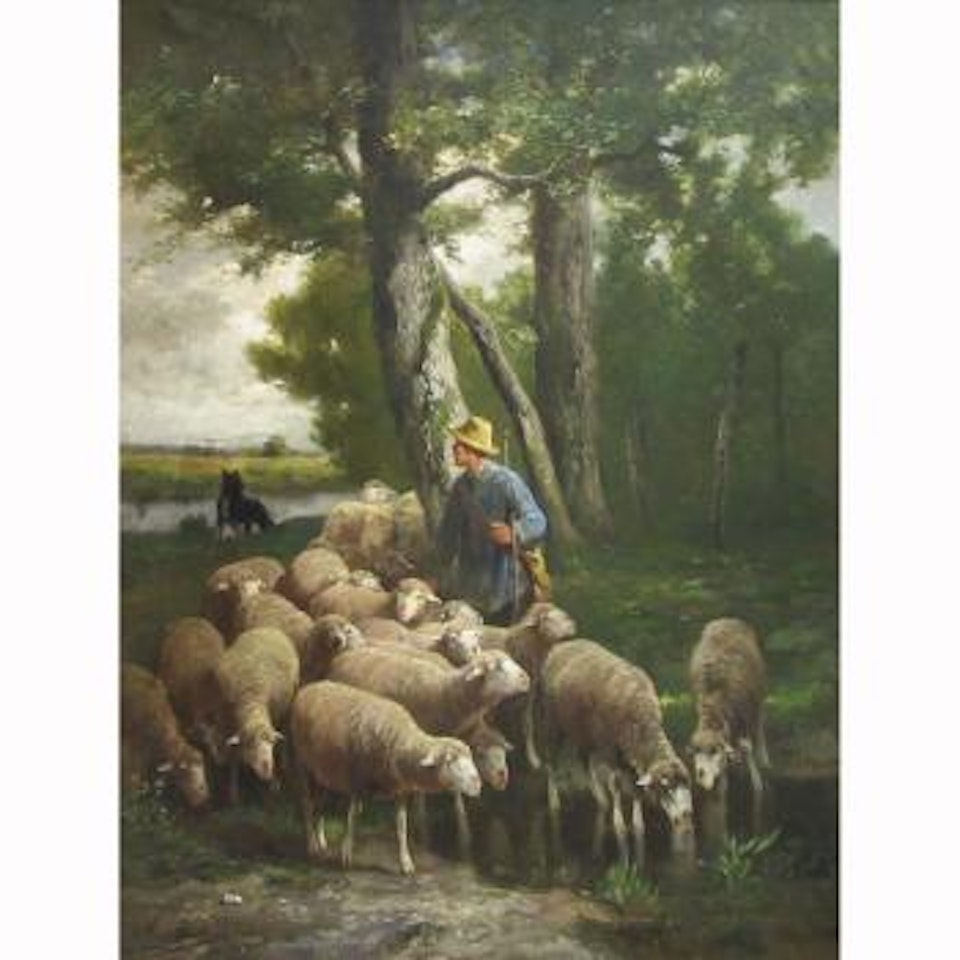 A Shepherd watering his Flock by Frans de Beul