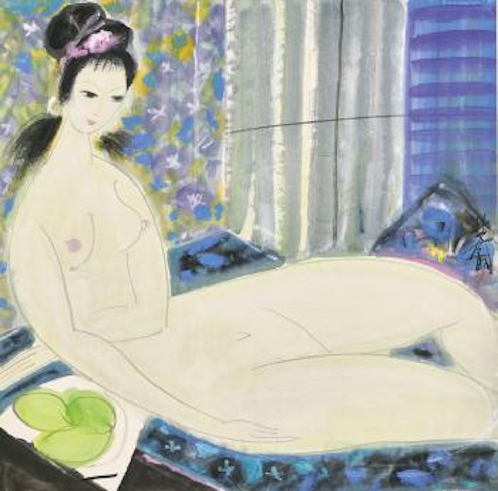 Nude model by the window by Lin Fengmian