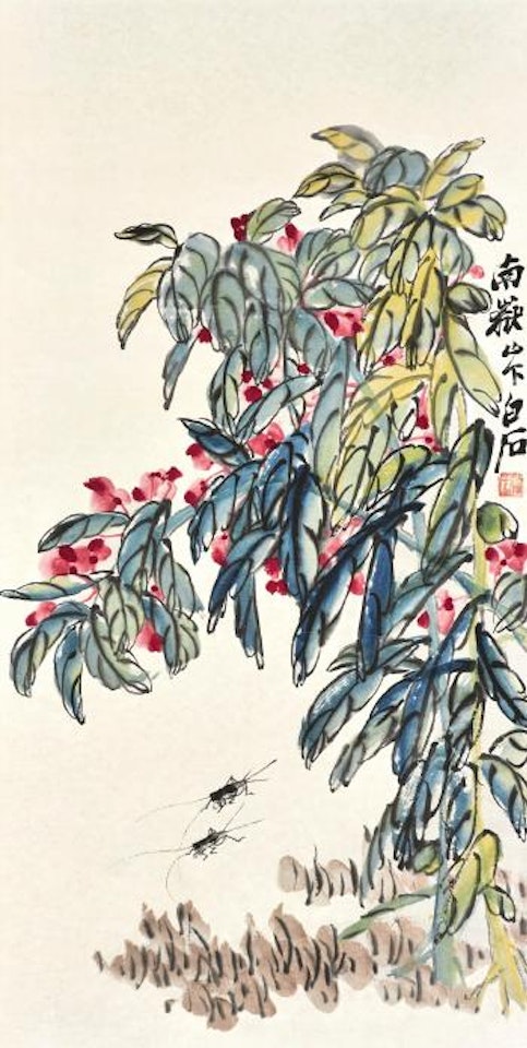 Garden balsam and insects by Qi Baishi