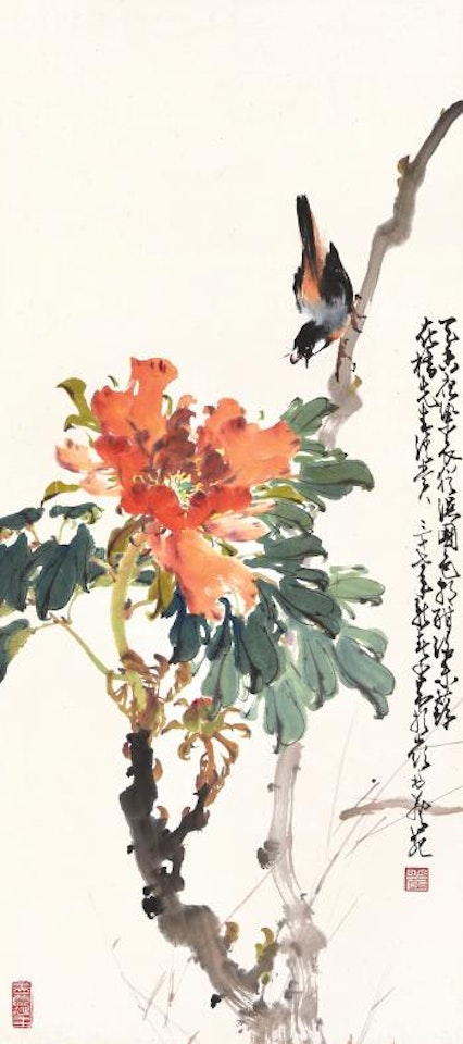 Peonies and Bird by Zhao Shao'ang