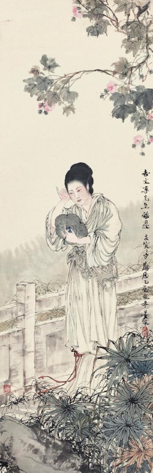 Lady with a mirror by Deng Fen