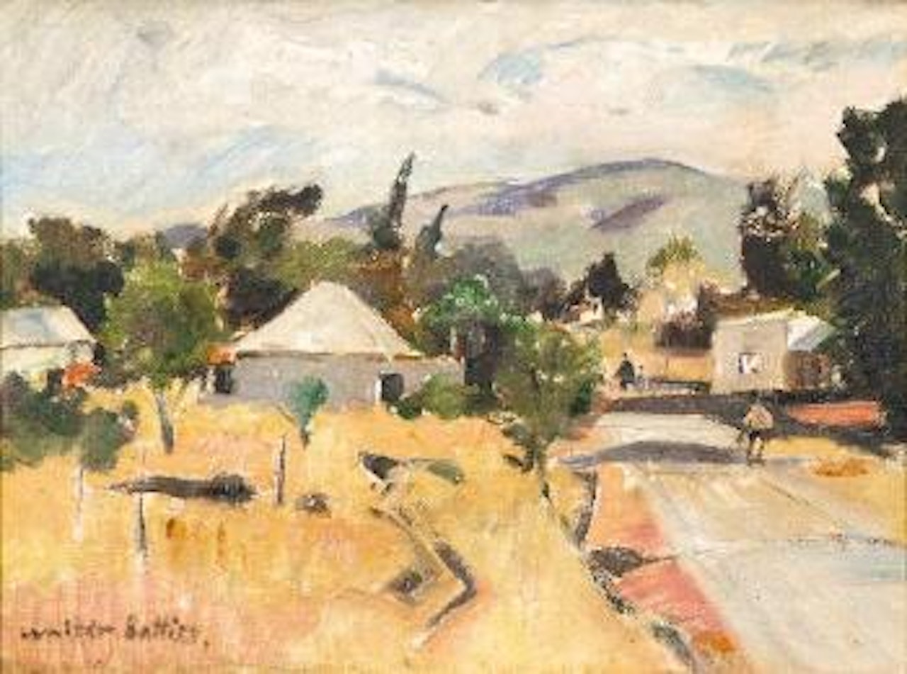 Figures on a rural road by Walter Battiss
