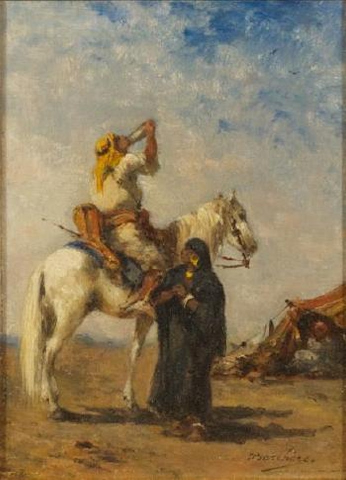 La halte du cavalier by Narcisse Berchere