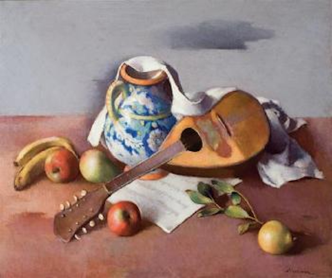 Still life with guitar by Robert Brackman