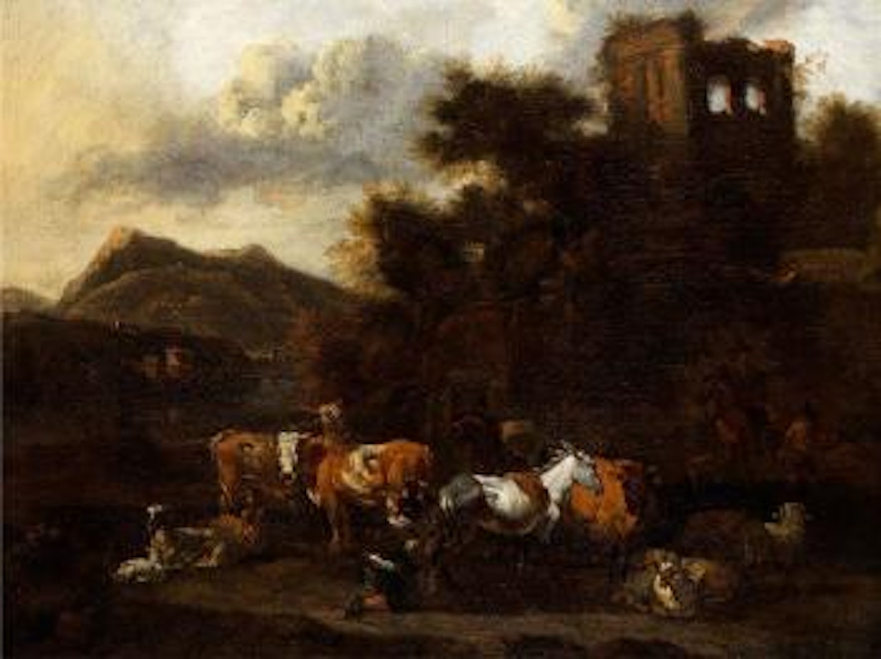 Landschaft Mit Hirten Und Weidevieh by Pieter van Bloemen