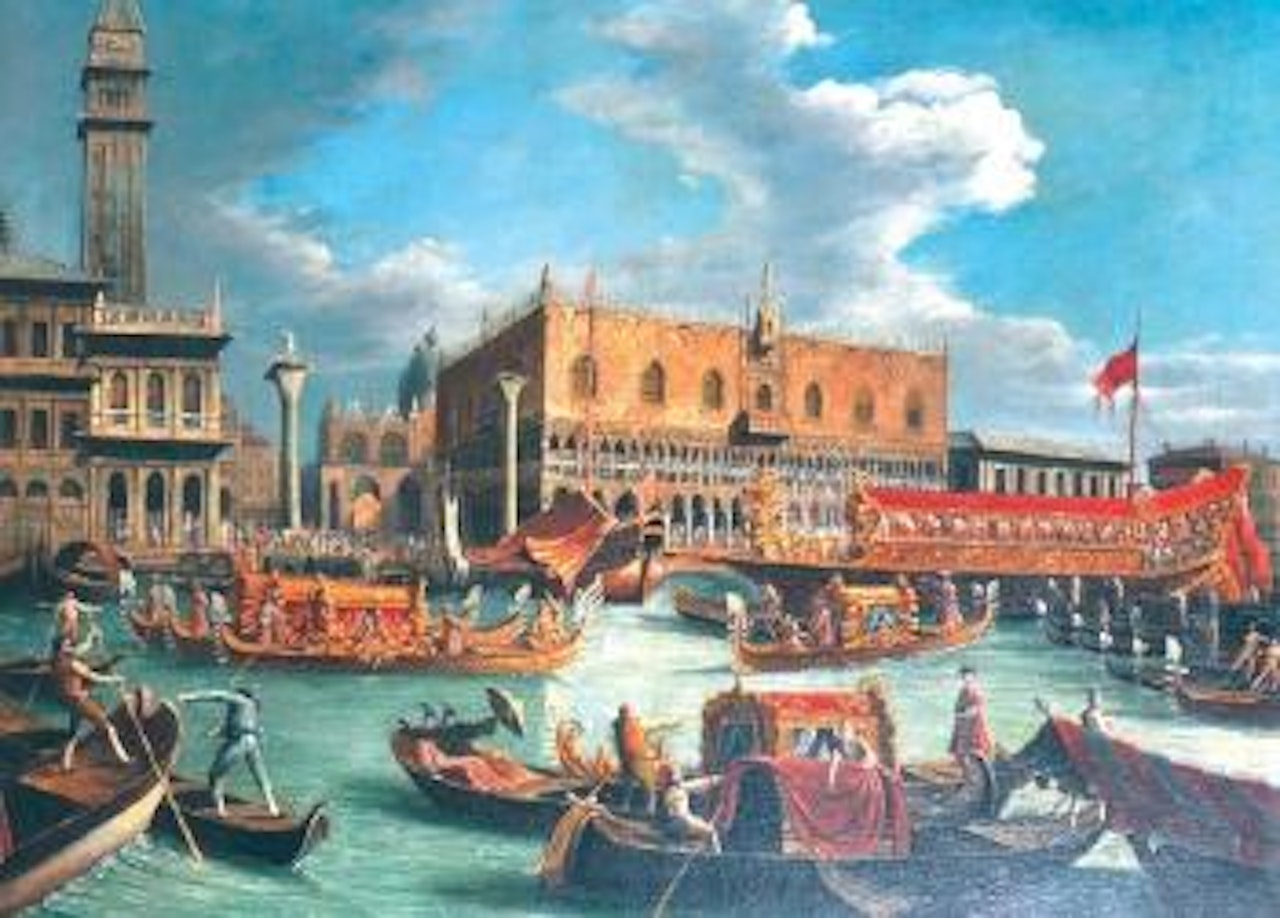 A scene on the Grand Canal, Venice by Canaletto
