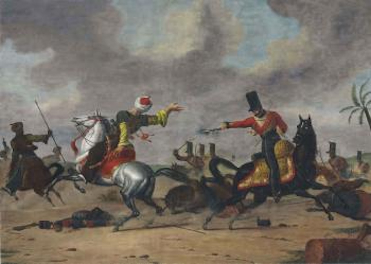 The Battle of the Pyramids by French School