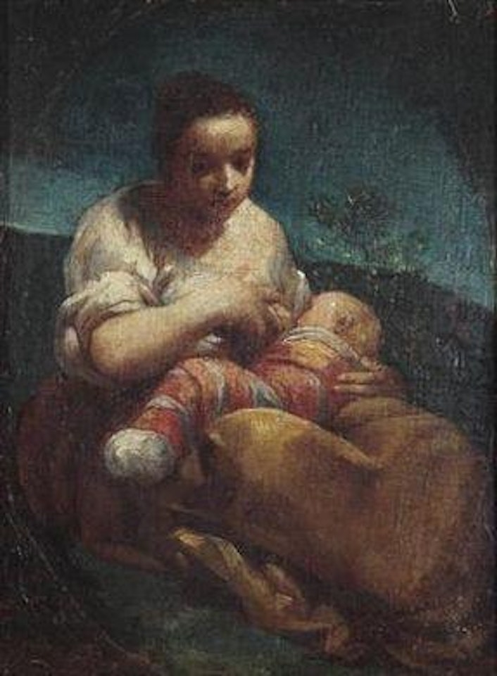 A mother nursing her child by Giuseppe Maria Crespi