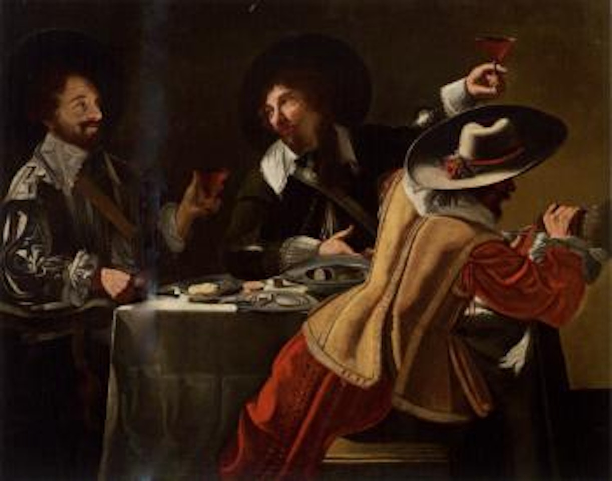 Three cavaliers having a meal by Caravaggio