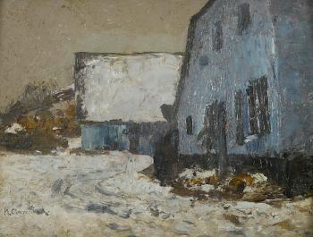 Winterliche Dorfpartie by Max Clarenbach