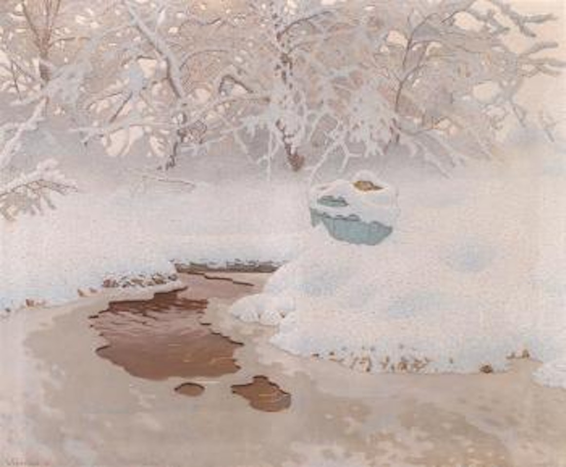 Pool in Winter by Gustaf Fjaestad