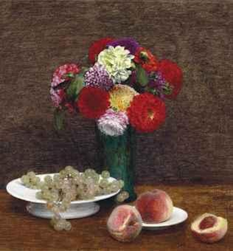Nature morte (Dahlias, raisins et pêches) by Henri Fantin-Latour