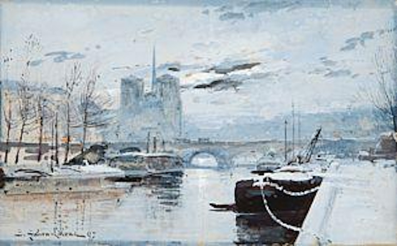 Les quais et Notre-Dame by Eugene Galien-Laloue