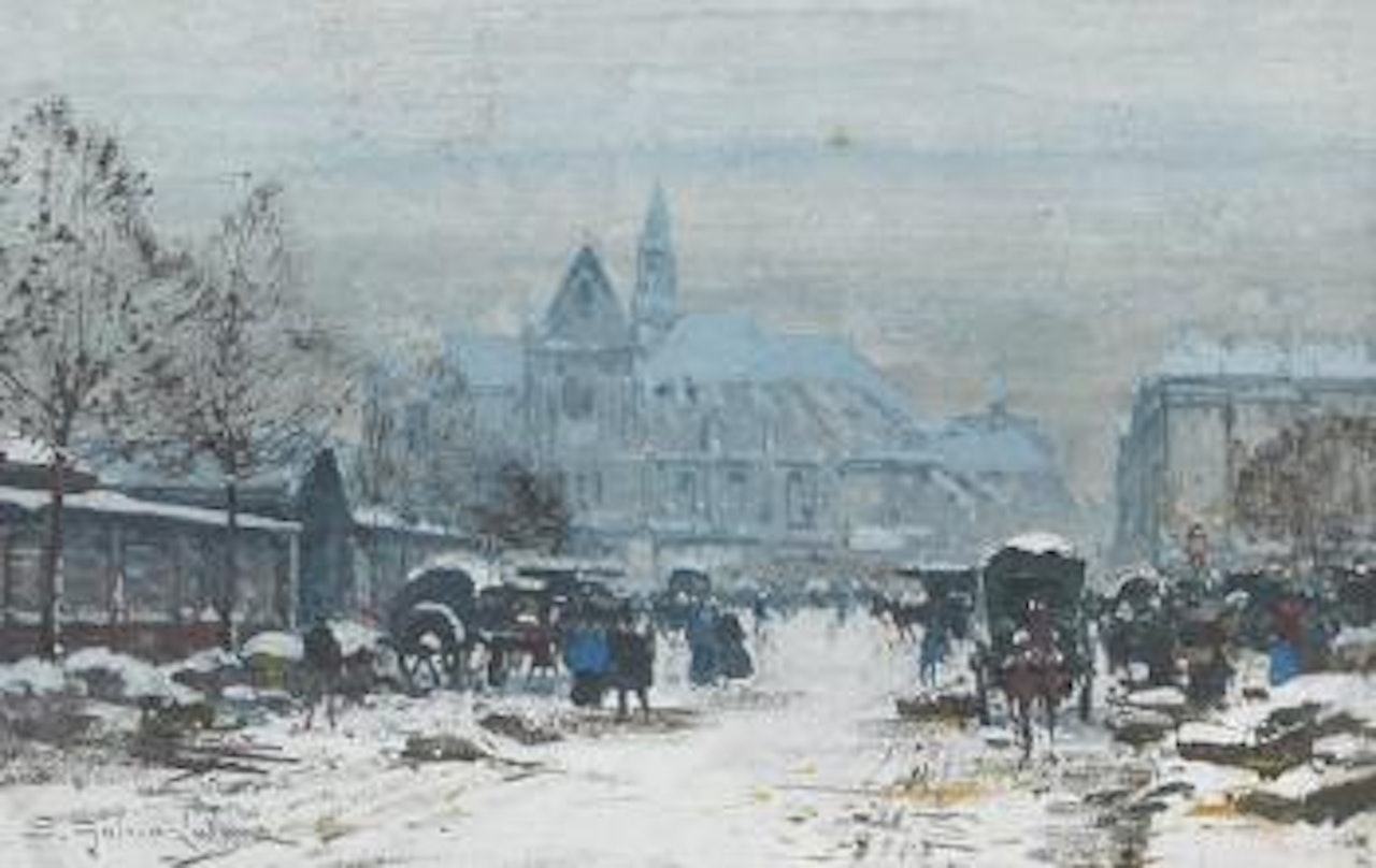 Les halles aux fleurs by Eugene Galien-Laloue