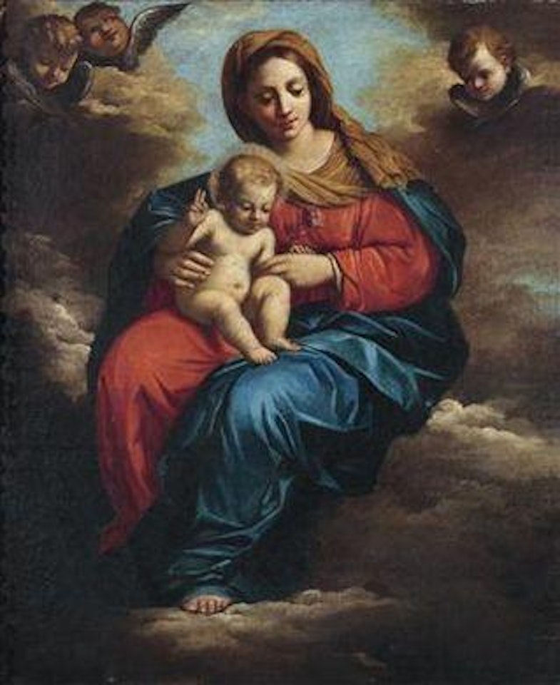 The Virgin and Child on clouds by Guercino