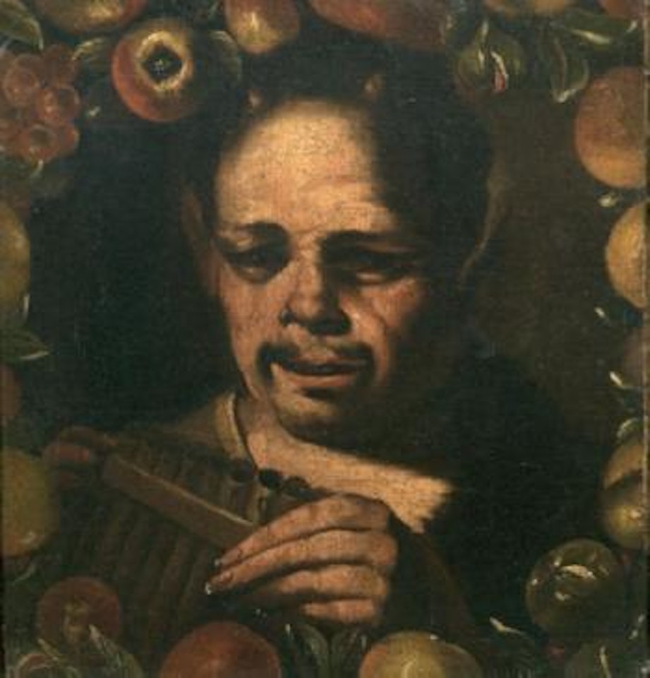 Satiro entro ghirlanda di frutta by Circle of Luca Giordano