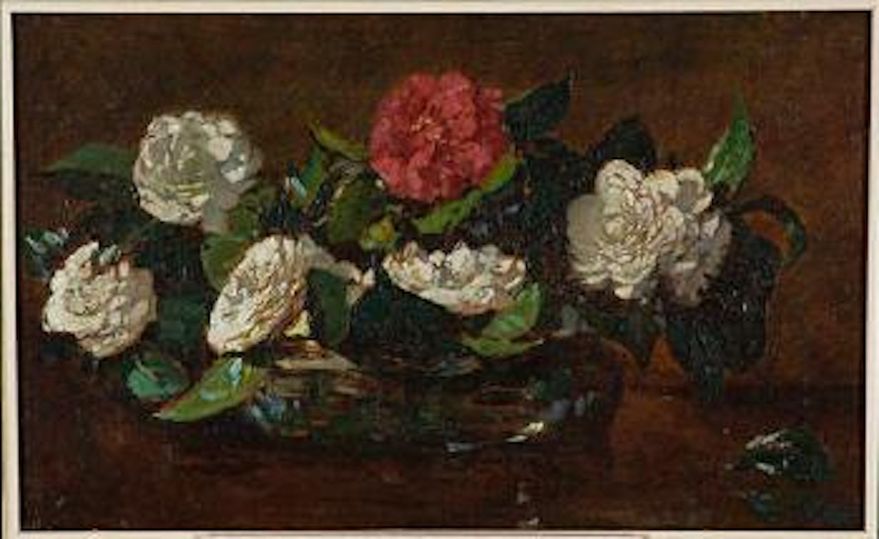 Vase of camellias by Robert Gwelo Goodman