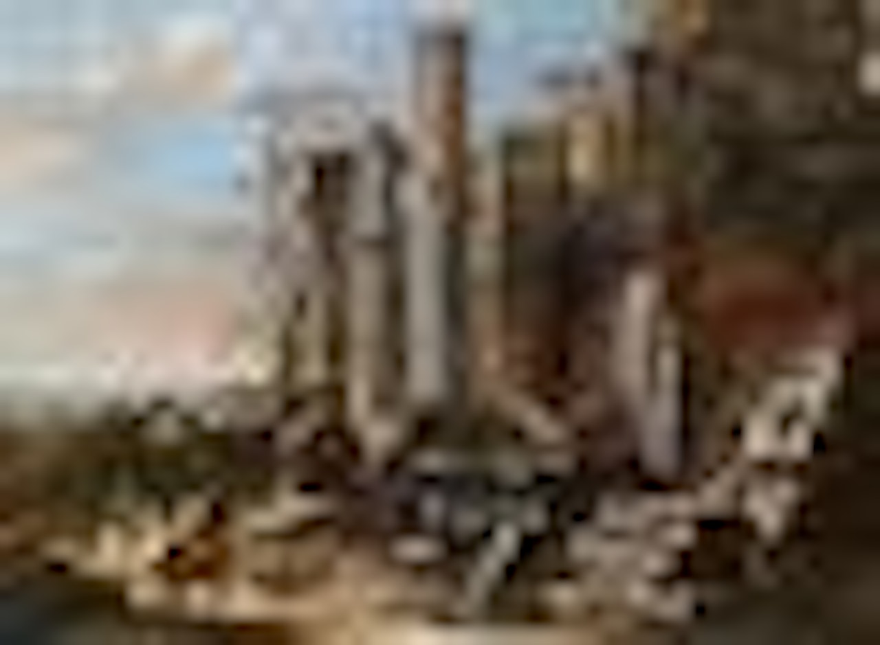 A capriccio with ruins by Giovanni Ghisolfi