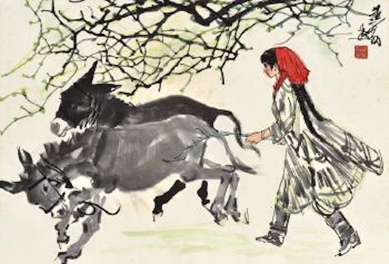 Herding donkeys by Huang Zhou