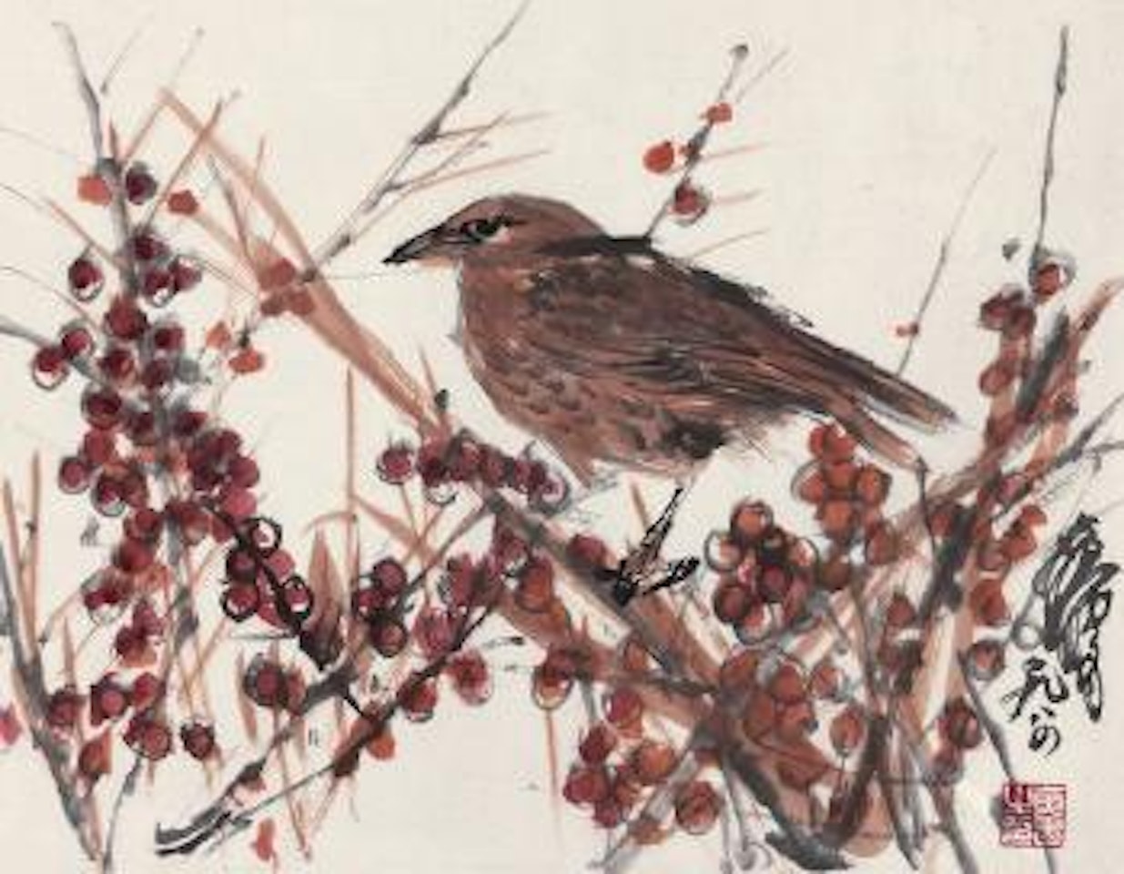 Bird on branch by Huang Zhou
