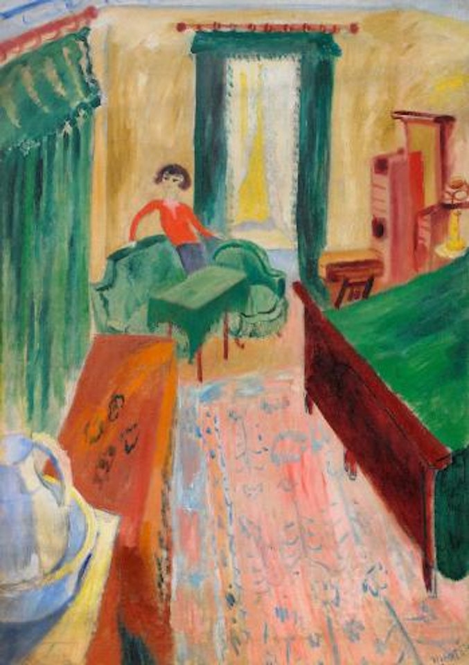 Interiör - Iván i grön soffa by Sigrid Hjertén