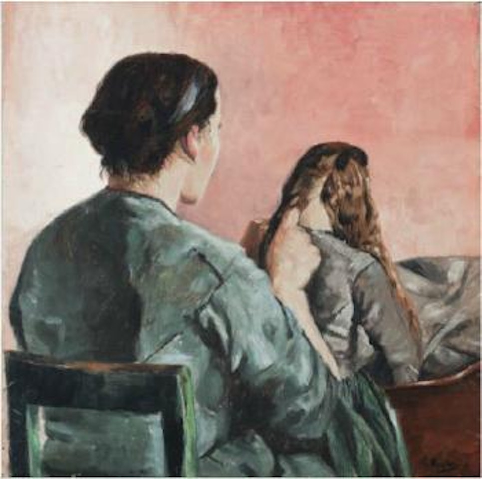 Håret flettes by Christian Krohg