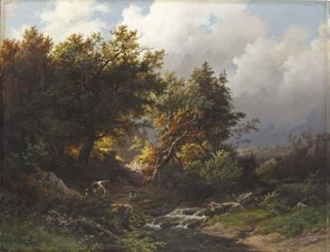Forêt après l'orage: a sunlit forest after a storm by Barend Cornelis Koekkoek