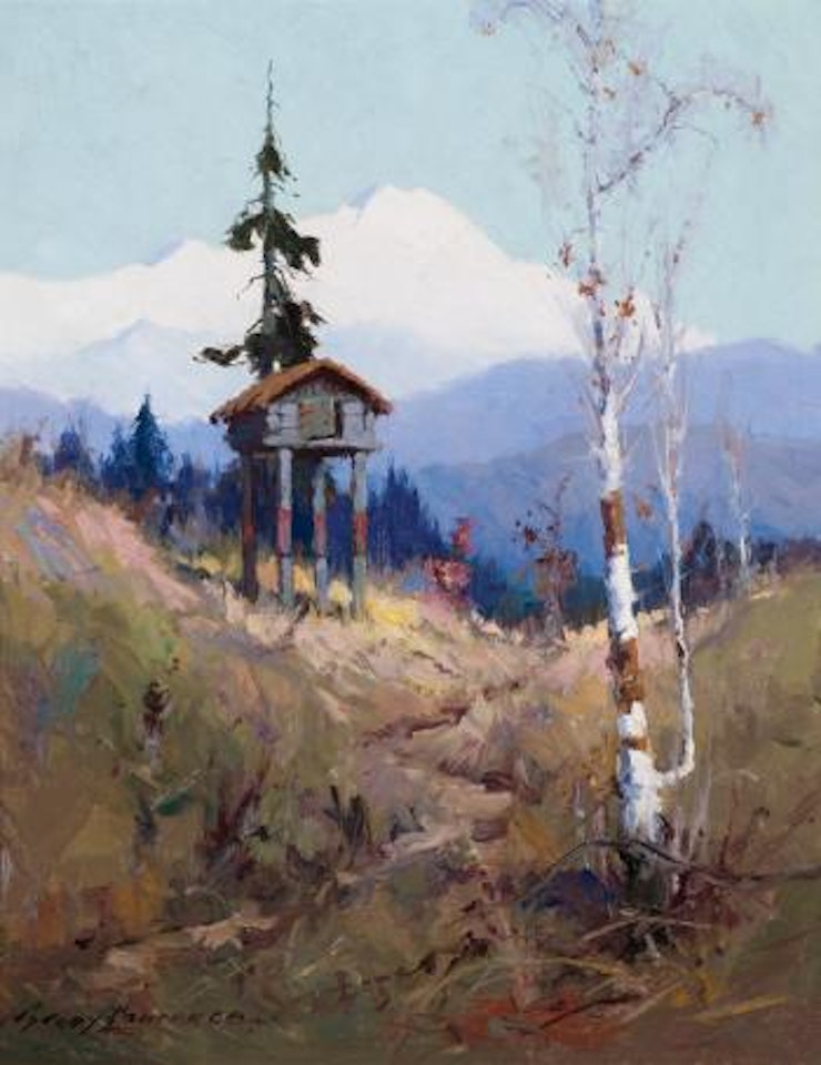 Food cache with Mt. McKinley by Sydney Mortimer Laurence
