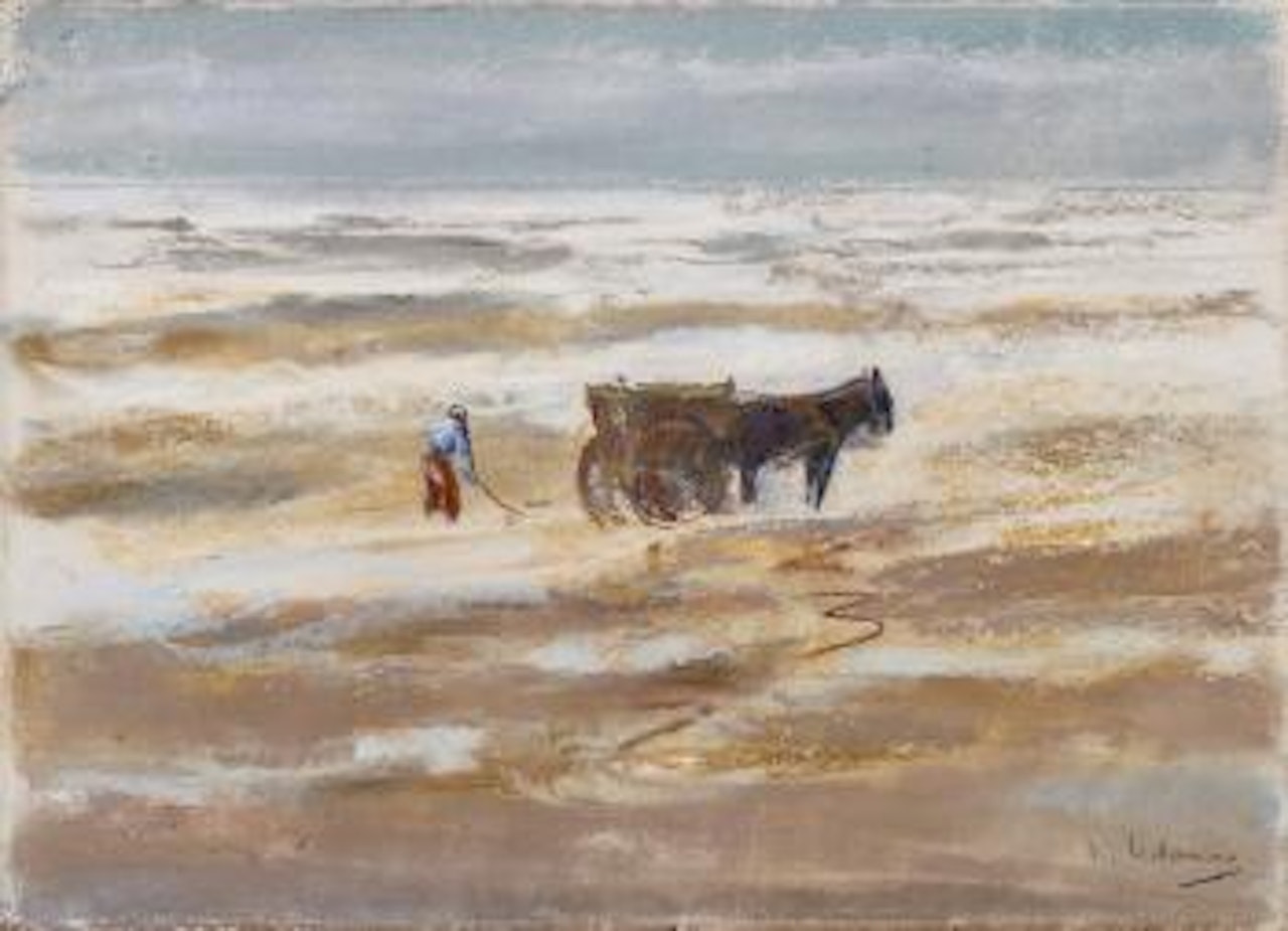 Muschelfischer Mit Karren (Krevettenfischer Am Strand) by Max Liebermann