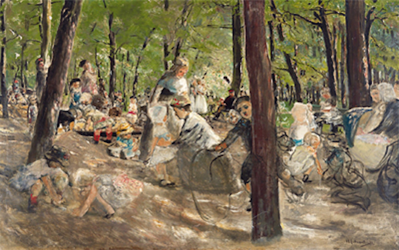 Children playing in Berlin Tiergarten by Max Liebermann