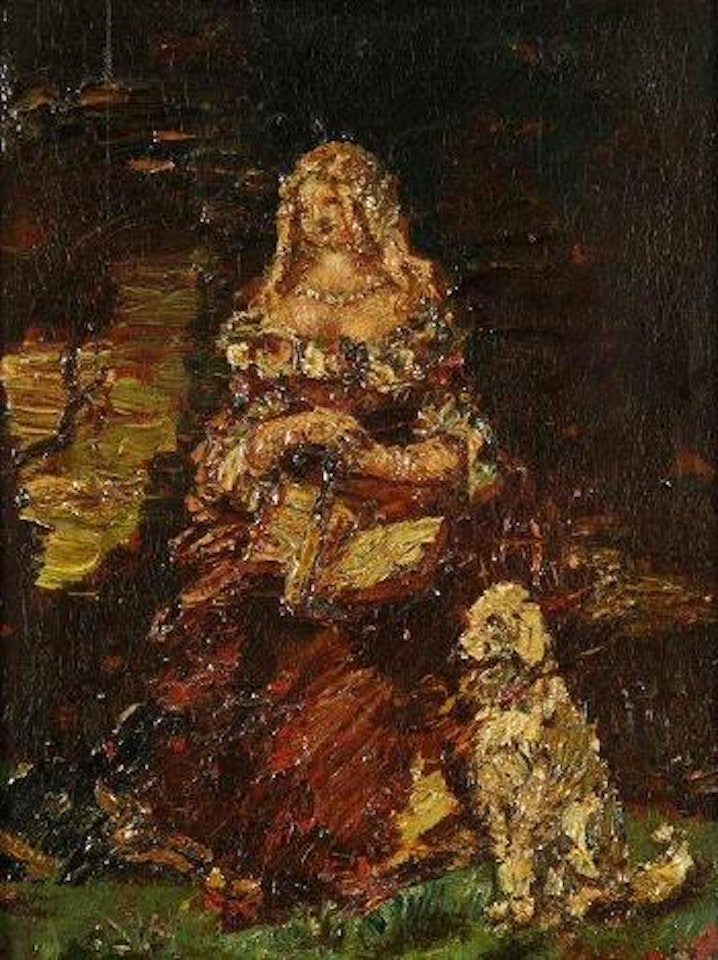 Femme au chien by Adolphe Monticelli
