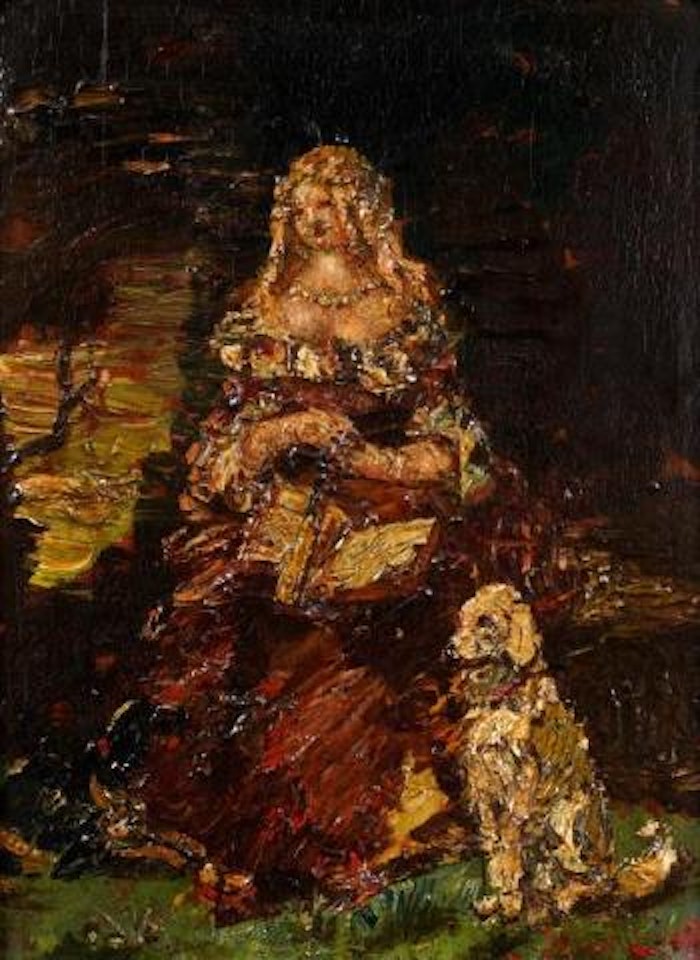 Femme à la lecture by Adolphe Monticelli