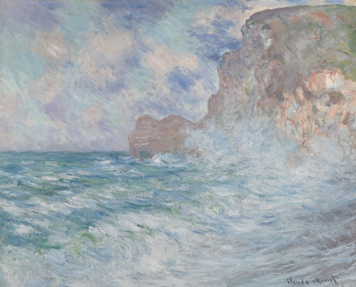 ETRETAT, FALAISE ET PORTE D'AMONT, GROSSE MER by Claude Monet