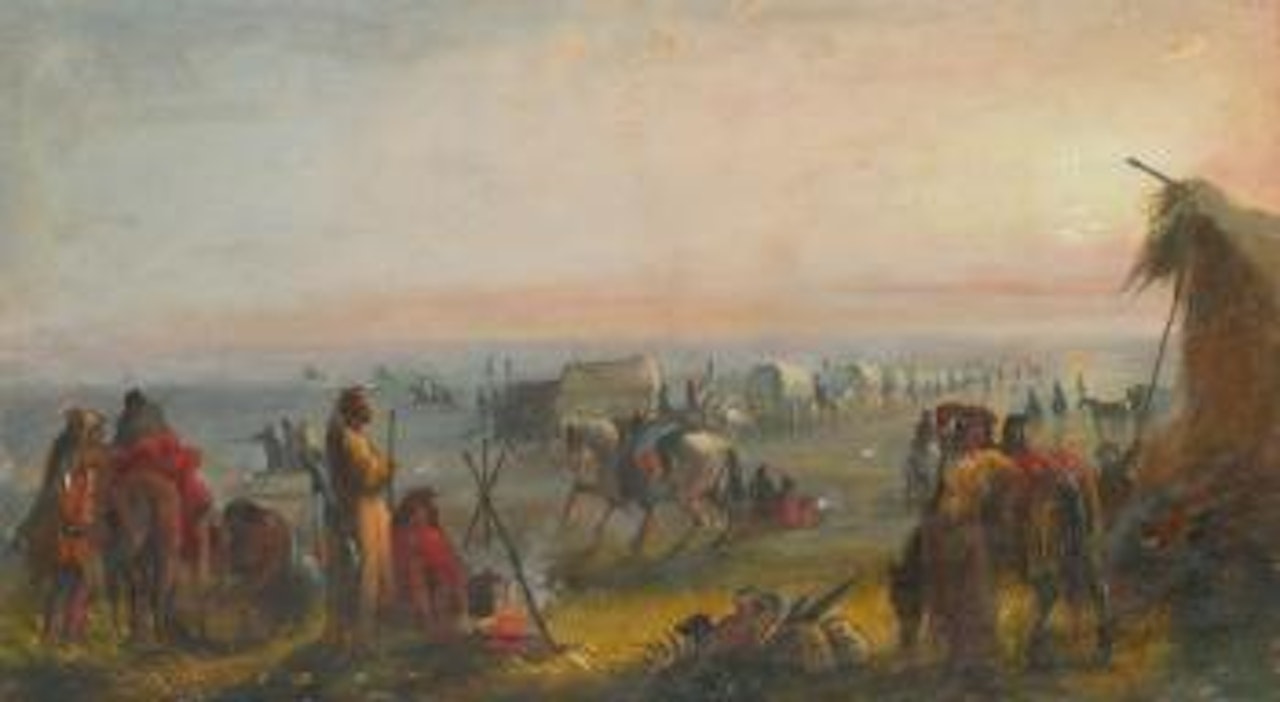 Departure Of The Caravan At Sunrise by Alfred Jacob Miller