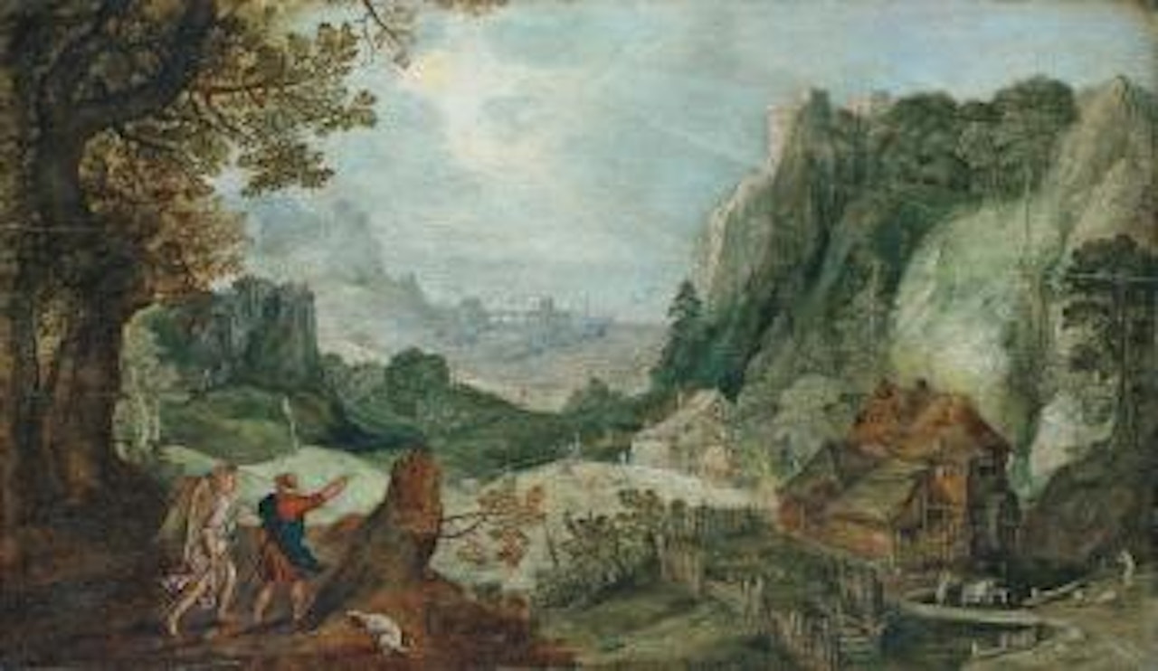 Landschaft mit Tobias und dem Engel by Anton Mirou
