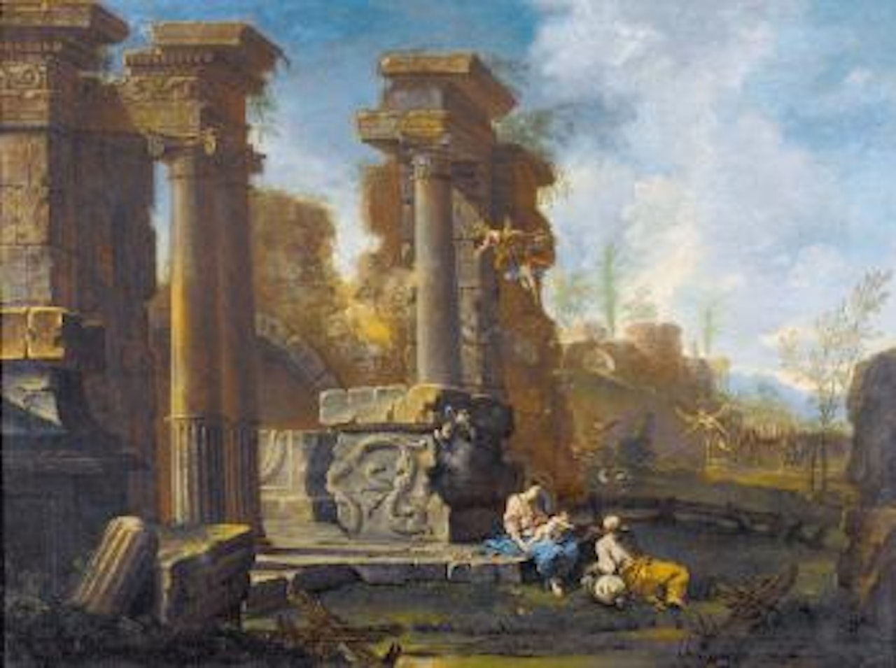 Riposo durante la fuga in Egitto. by Alessandro Magnasco