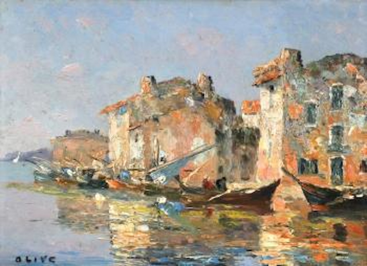 A Mediterranean Harbour Scene by Jean Baptiste Olive