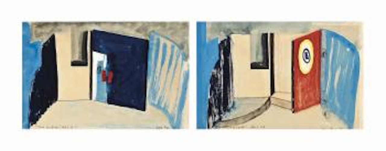 Two set designs for 'Trial of a Judge' by John Piper