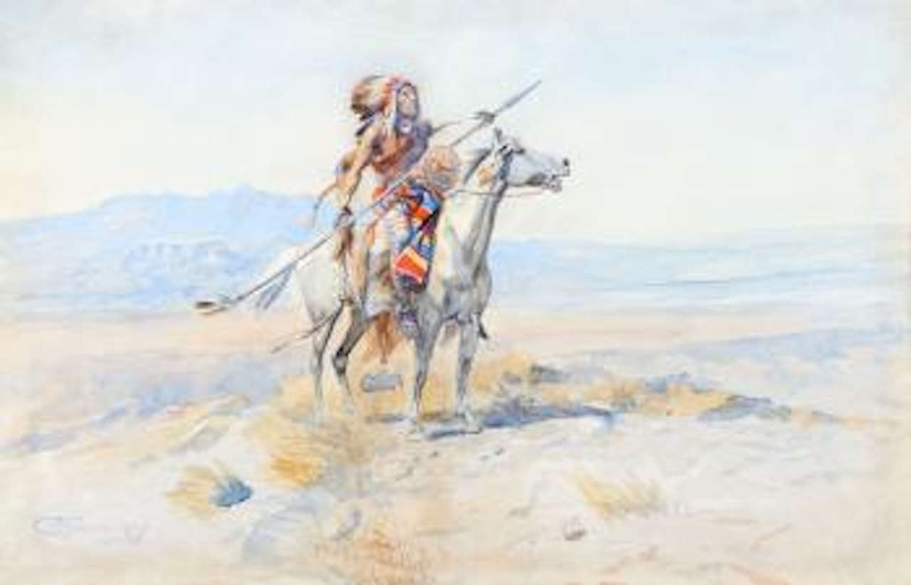 Indian on Horseback – Warrior (1899) by Charles M Russell