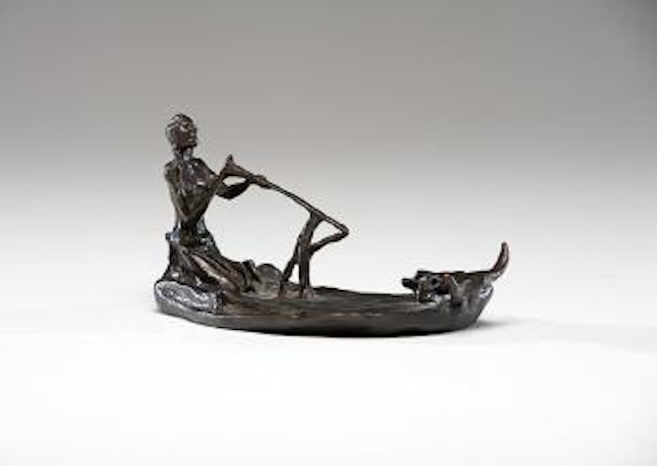 Squatting man by Charles M Russell