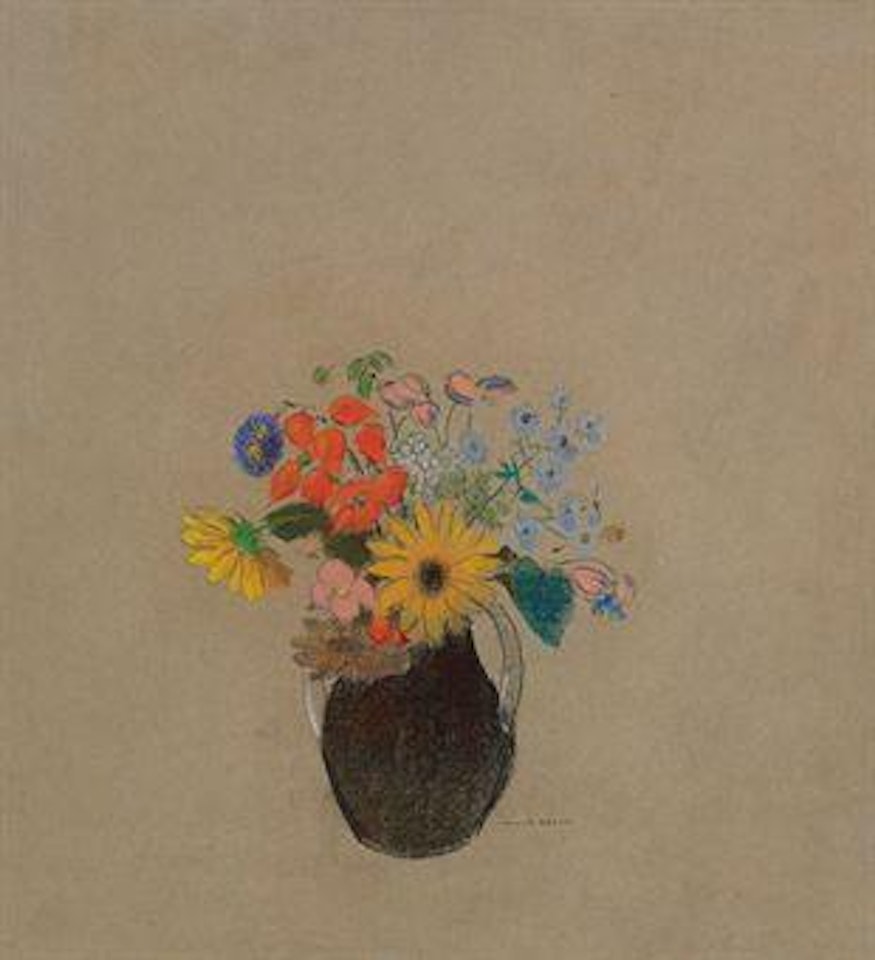 Bouquet au vase noir by Odilon Redon