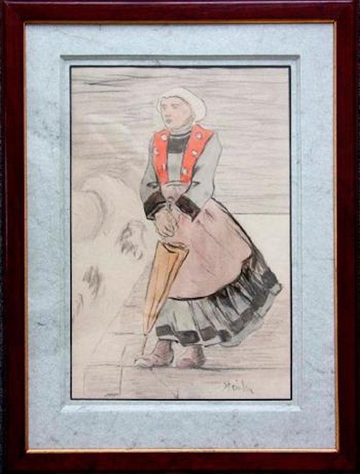 Girl with umbrella by Théophile Alexandre Steinlen