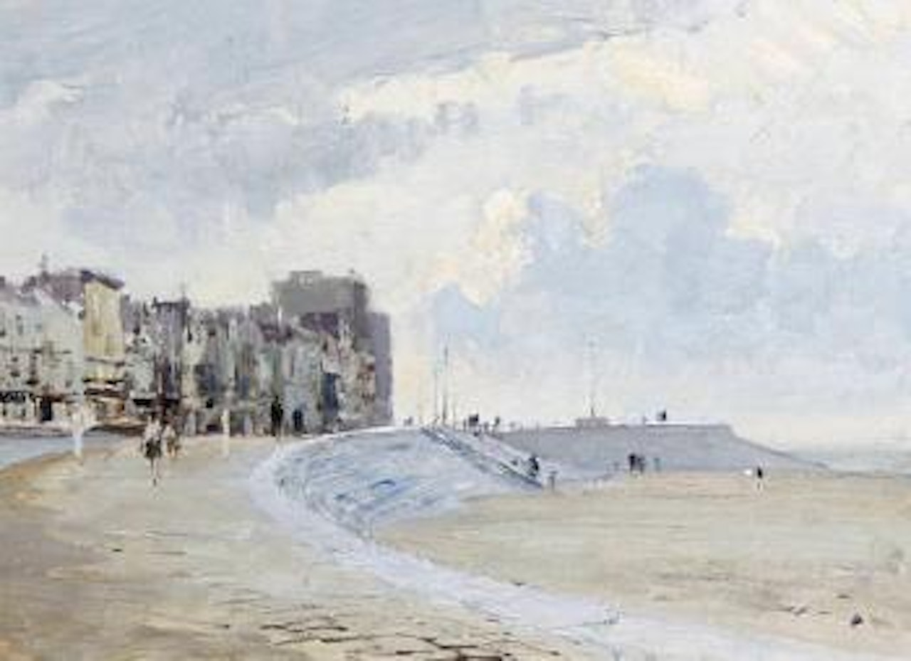 Harbour scene (perhaps Lowestoft) by Edward Seago