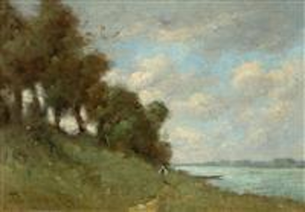 Lavandière au bord de l'eau. by Paul Désiré Trouillebert